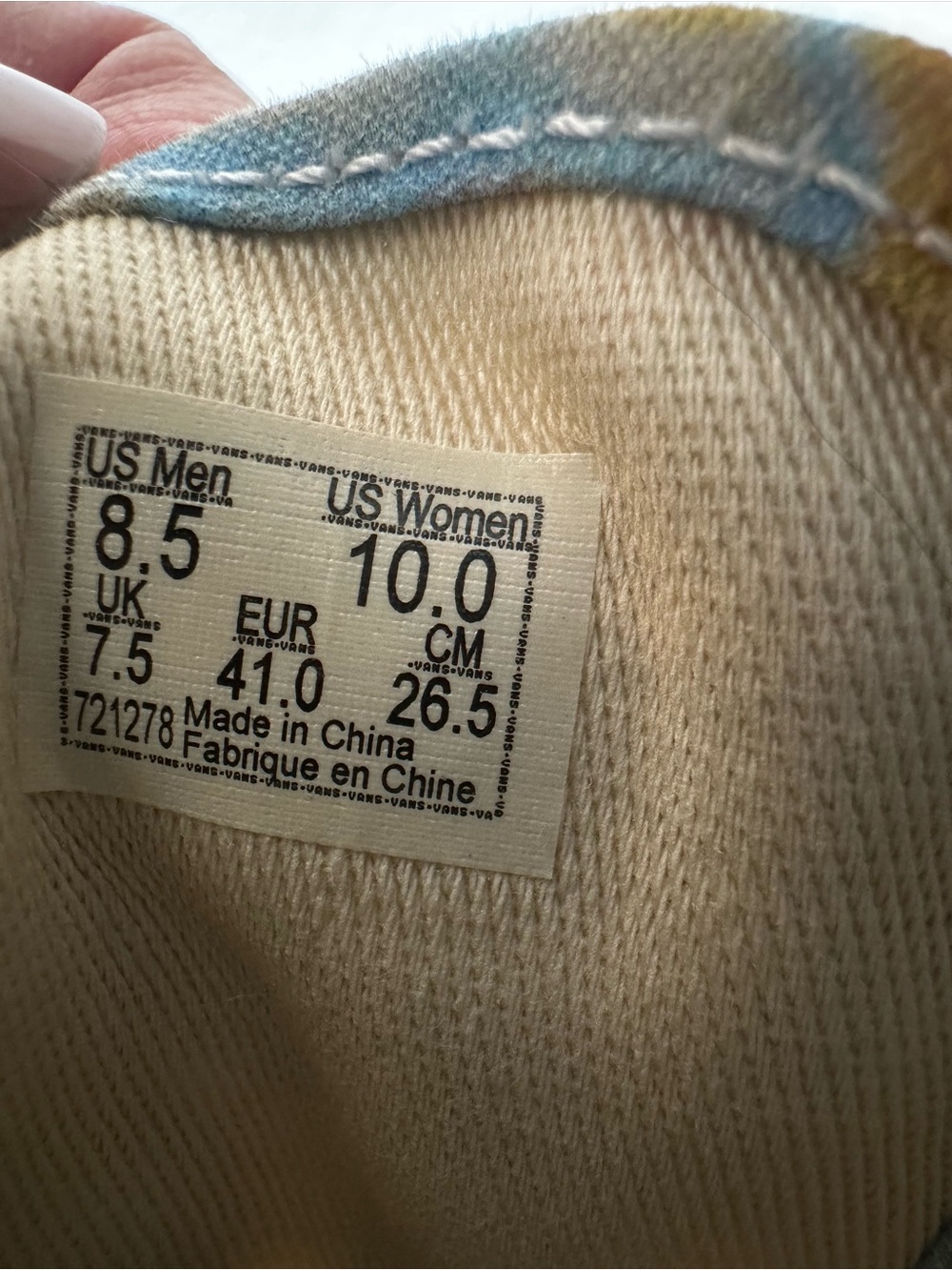 Vans Women's Multi-Color Patterned Canvas Sneakers - Yellow, Green, Blue Accents - Picture 7 of 7